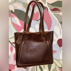 Portland Leather Goods Mini Crossbody Tote in Coldbrew